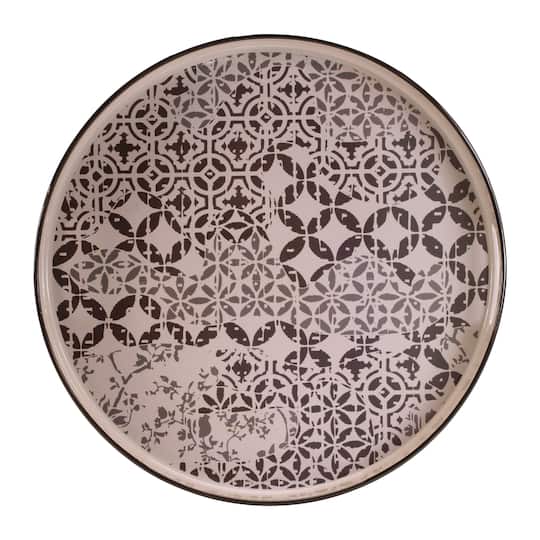 13.5" Ornate Geometric Print Round Tray